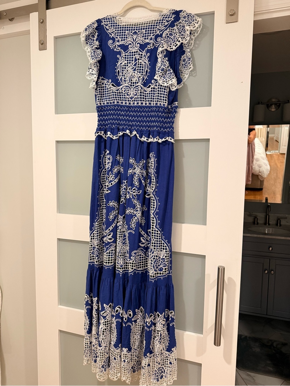 FARM Rio Blue Maxi Dress with White Embroidery - Picture 5 of 7